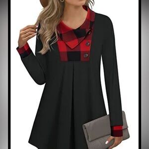 Sz Small Timeson black and red long sleeve tunic top